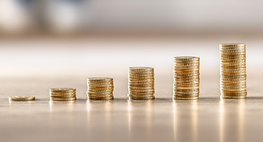Increasing stacks of gold coins represent the growing financial strength and reliable protection that HM Insurance Group provides to its clients through sound business practices.