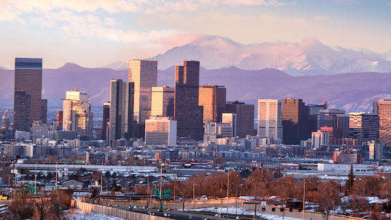 An ariel view of downtown Denver, Colorado